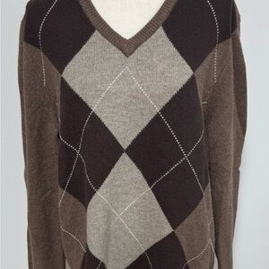 Men's Express Argyle V-Neck Sweater Large
